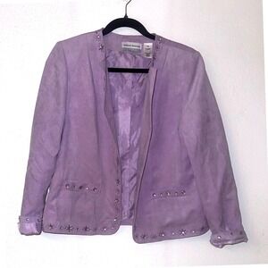 10p Alfred Dunner Petite Lavender Rhinestone Embellished Jacket Women's Blazer